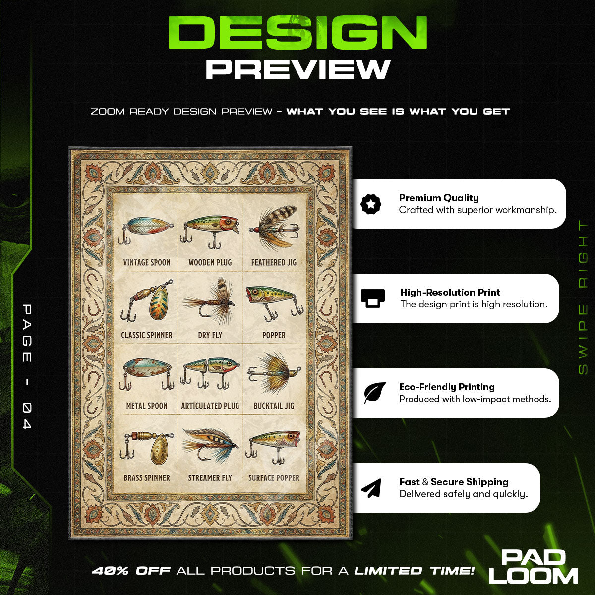 Fishing Lures Guide Angler Kitchen Floor rug — main product view