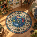 Fishing Medallion Stardew Valley round rug in a styled room - Stardew Valley chair mat
