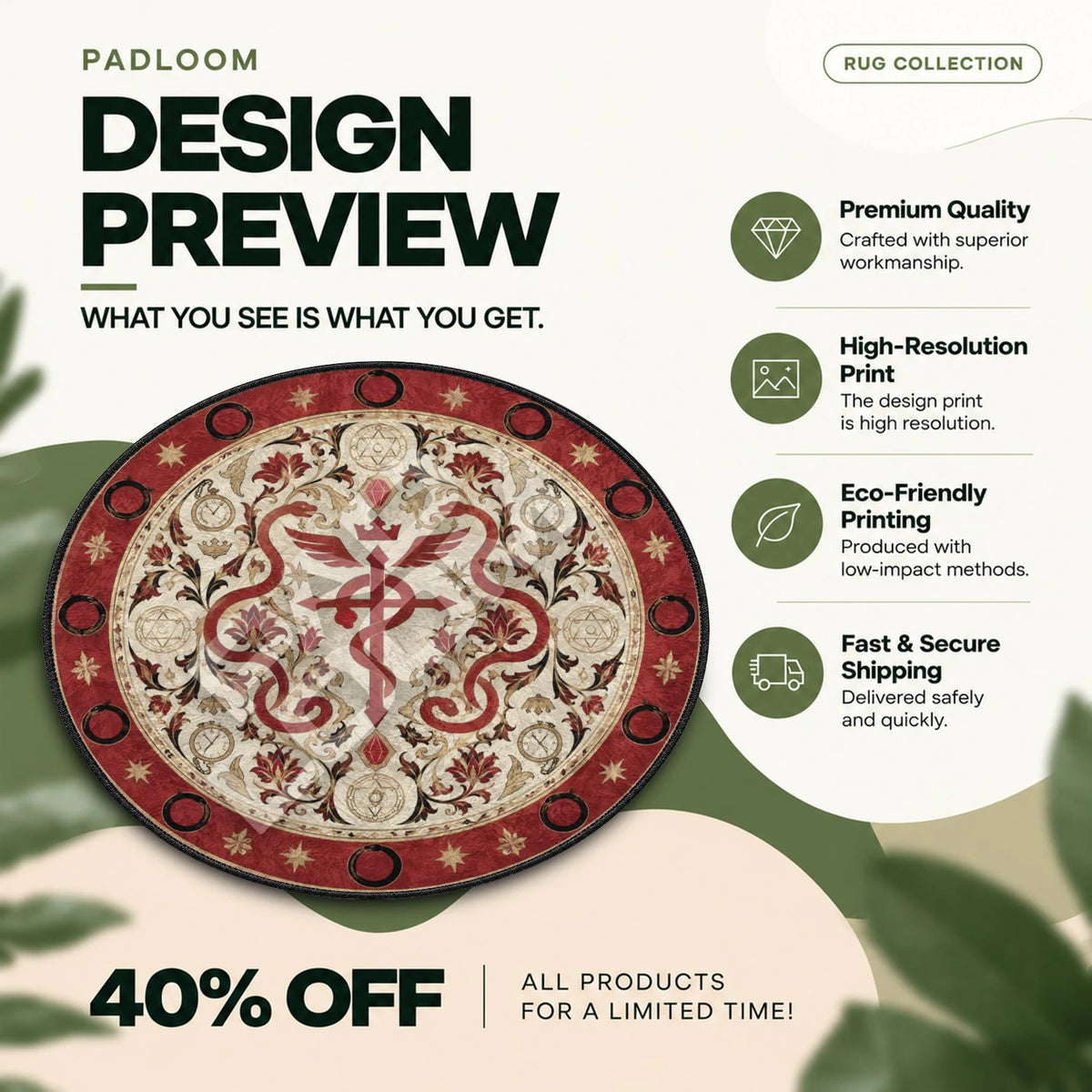 Flamel Ouroboros Fullmetal Alchemist round rug full design preview