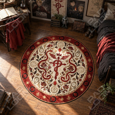 Flamel Ouroboros Round Rug - Fullmetal Alchemist Chair Mat