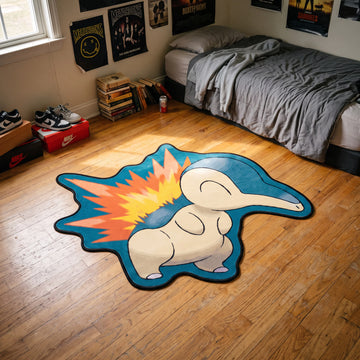 Flaming Cyndaquil Rug - Shaped Anime Area Rug