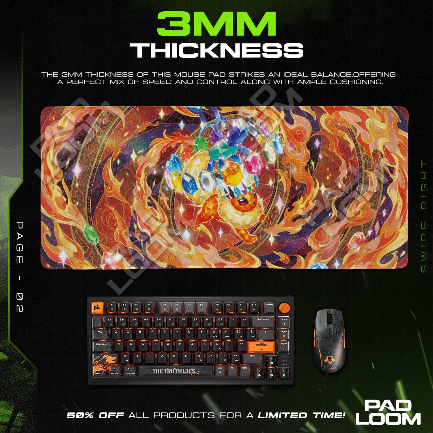 Flareon Ember Prism artwork close-up on the mouse pad surface