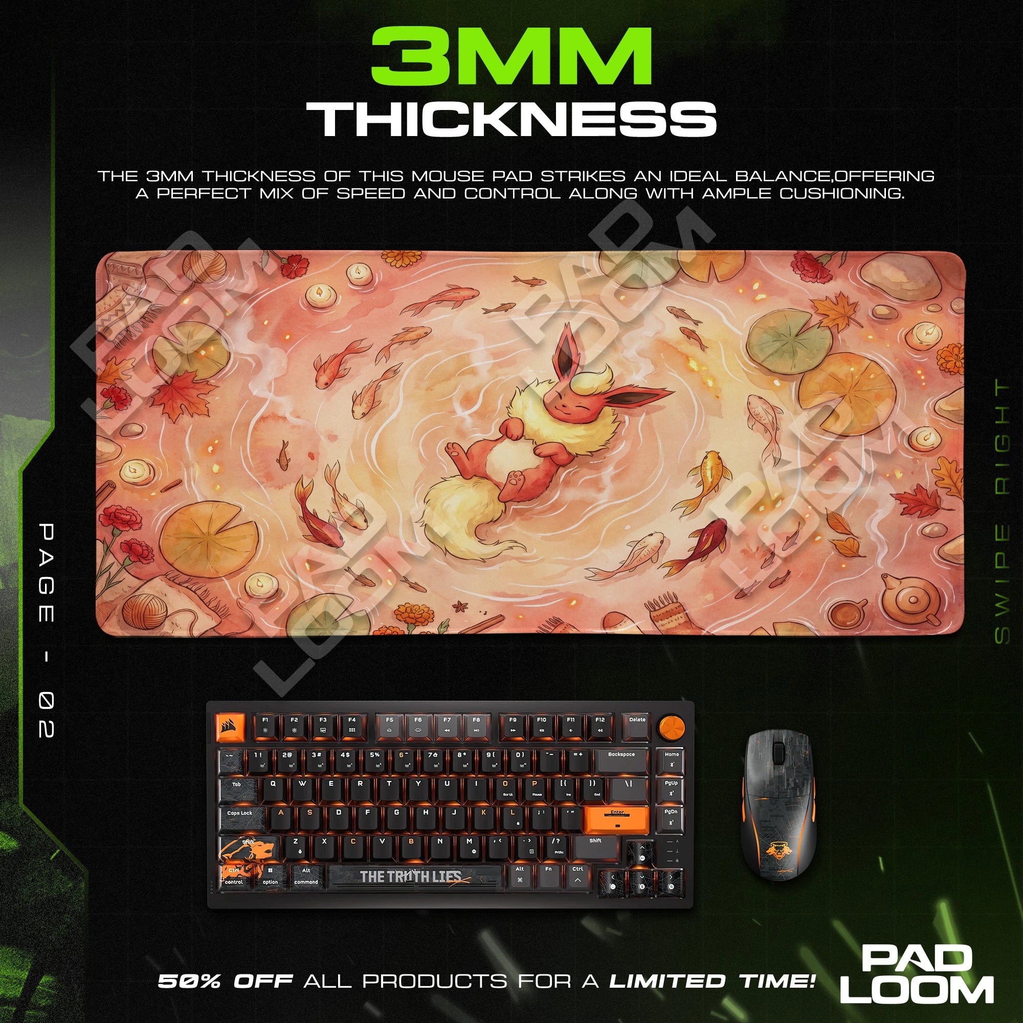 Flareon Hearth Pond Mouse Pad - Pokemon Desk Mat
