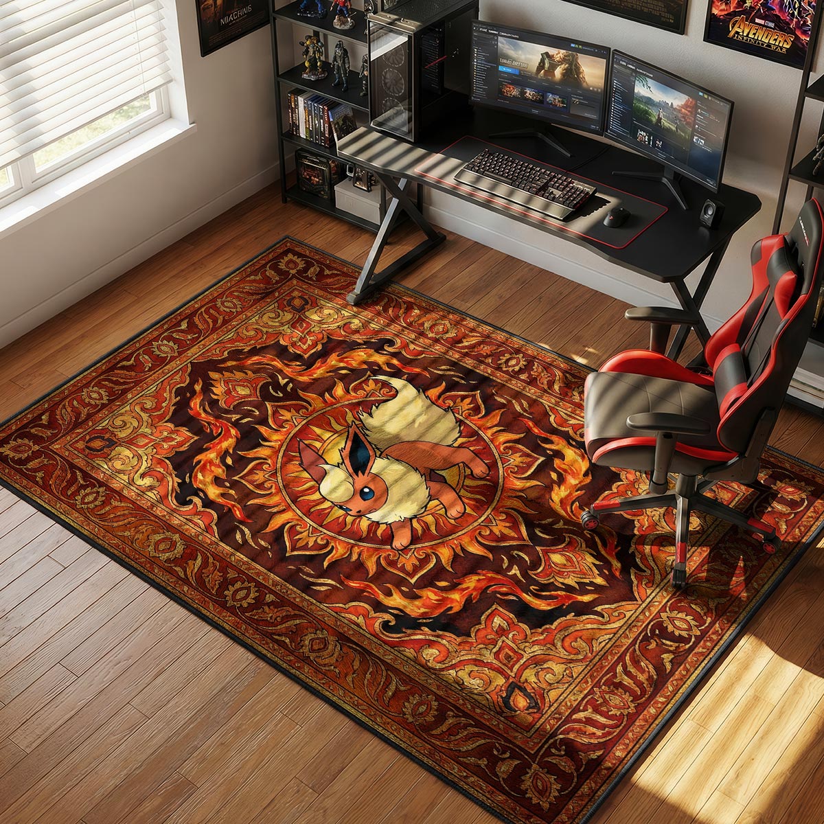 Flareon Inferno themed area rug for Pokemon fans