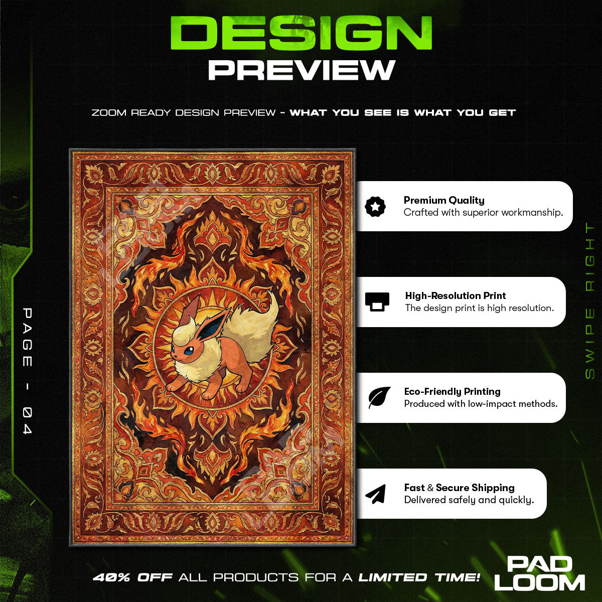 Chair character design printed on rug