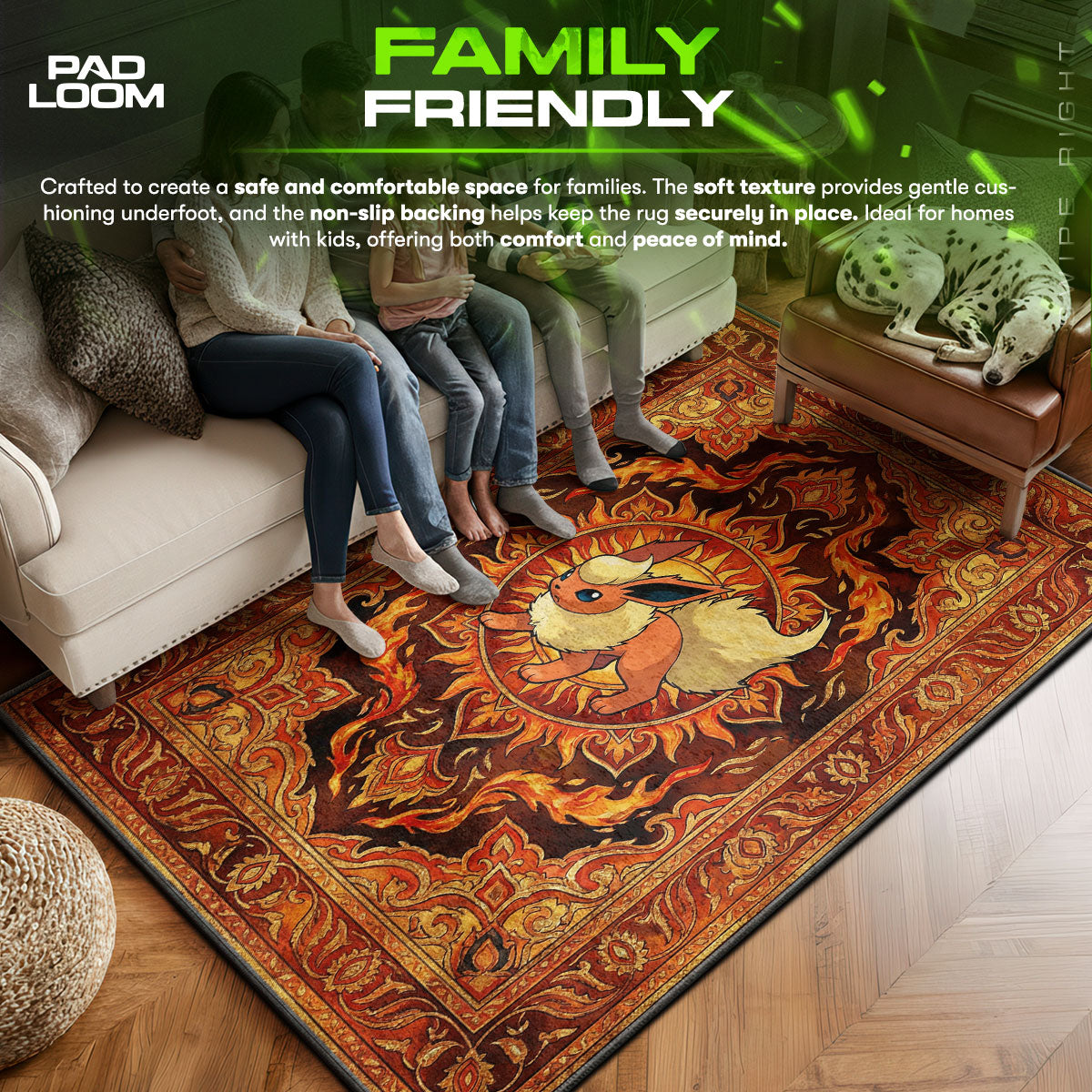 Flareon area rug showing full Pokemon artwork