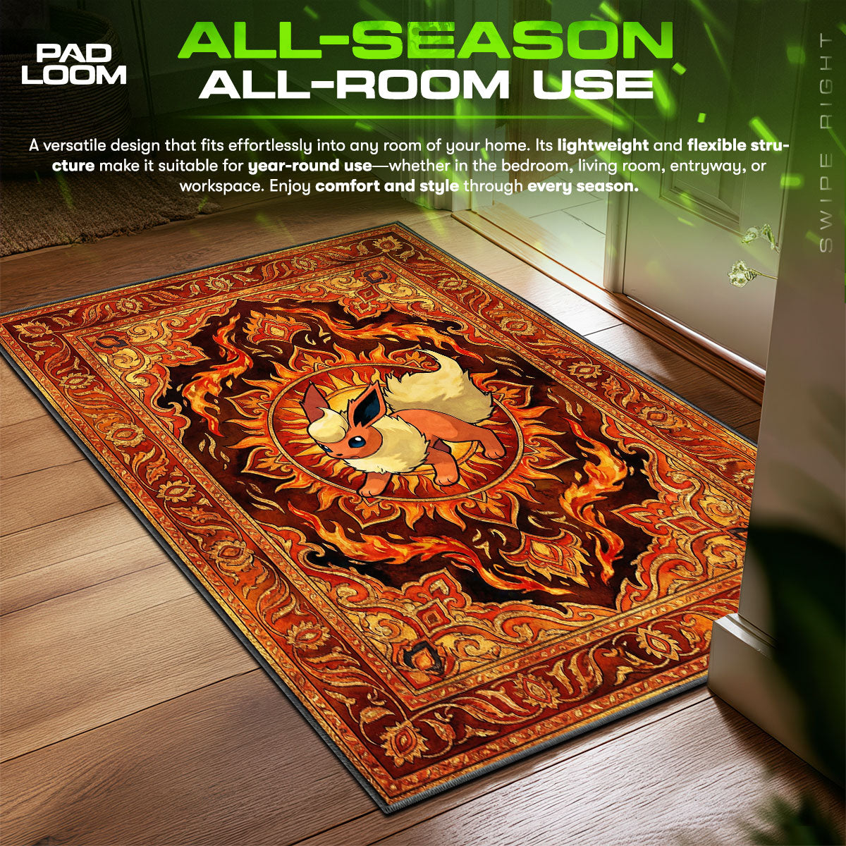 Flareon Inferno Chair fan rug — premium quality print
