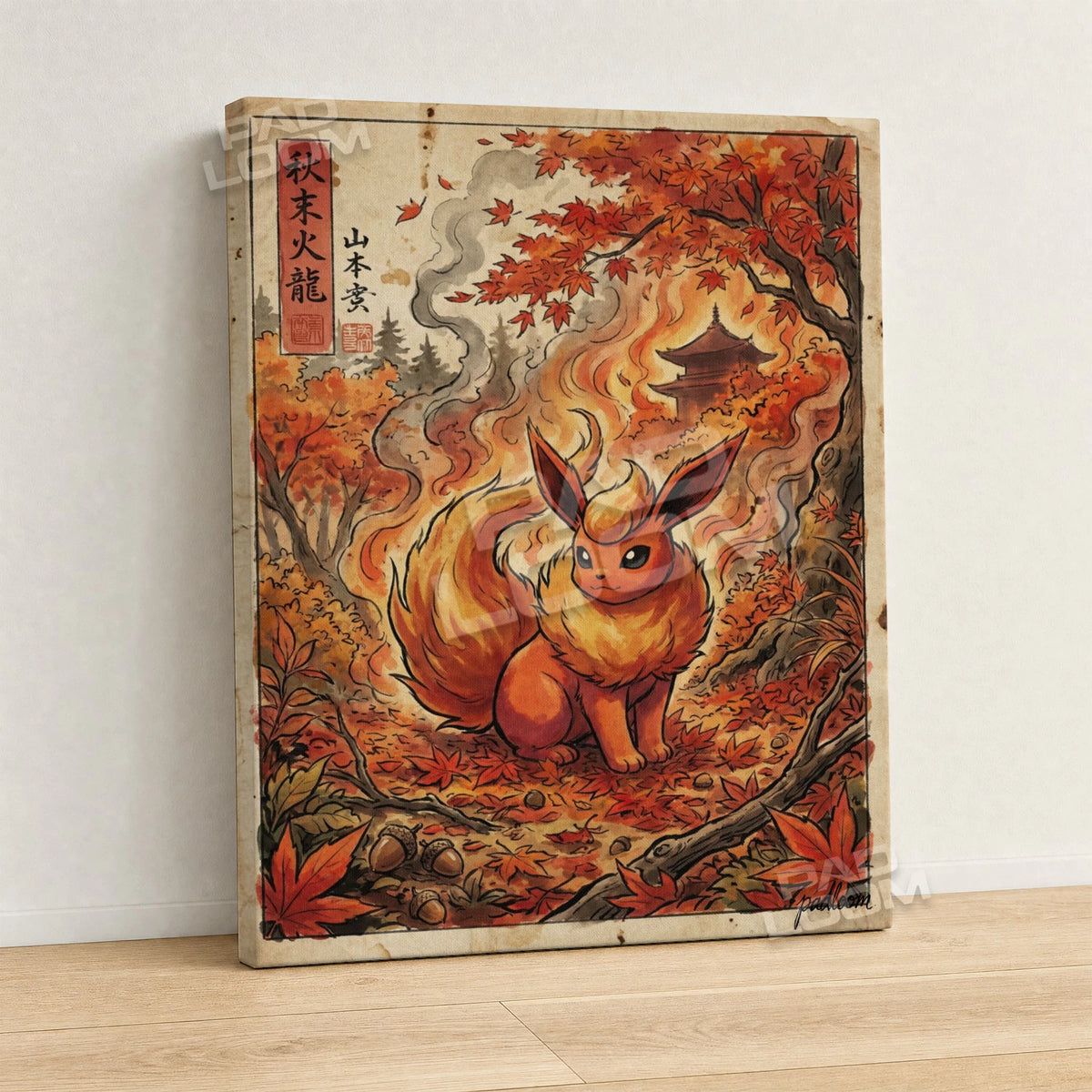 Flareon Maple Pokemon canvas wall art - gallery-wrapped canvas print, side view