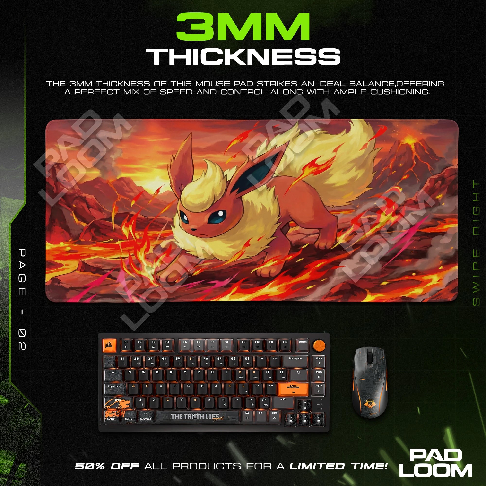 Flareon Molten Charge Mouse Pad - Pokémon Desk Mat