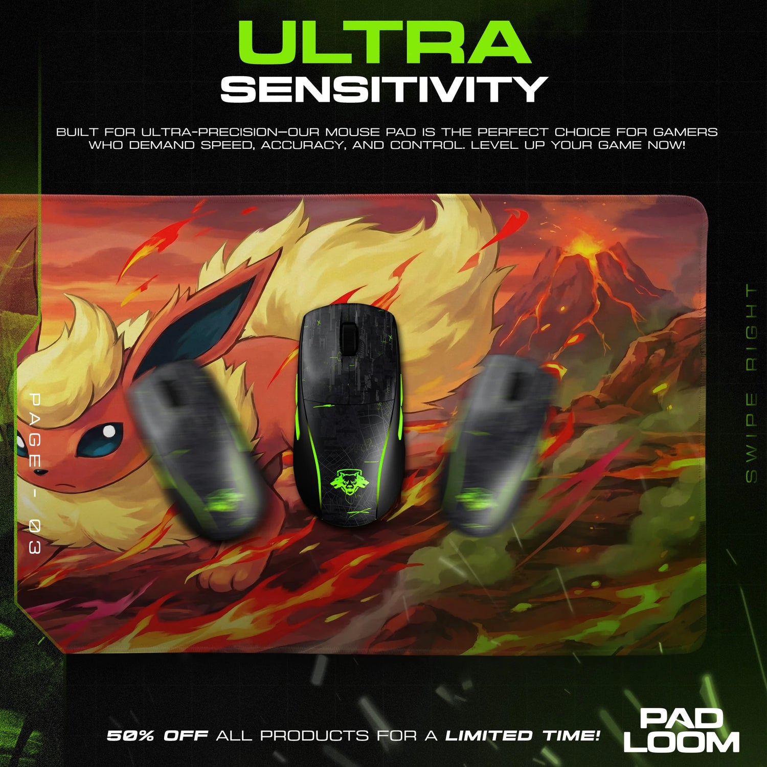 Flareon Molten Charge Mouse Pad - Pokémon Desk Mat