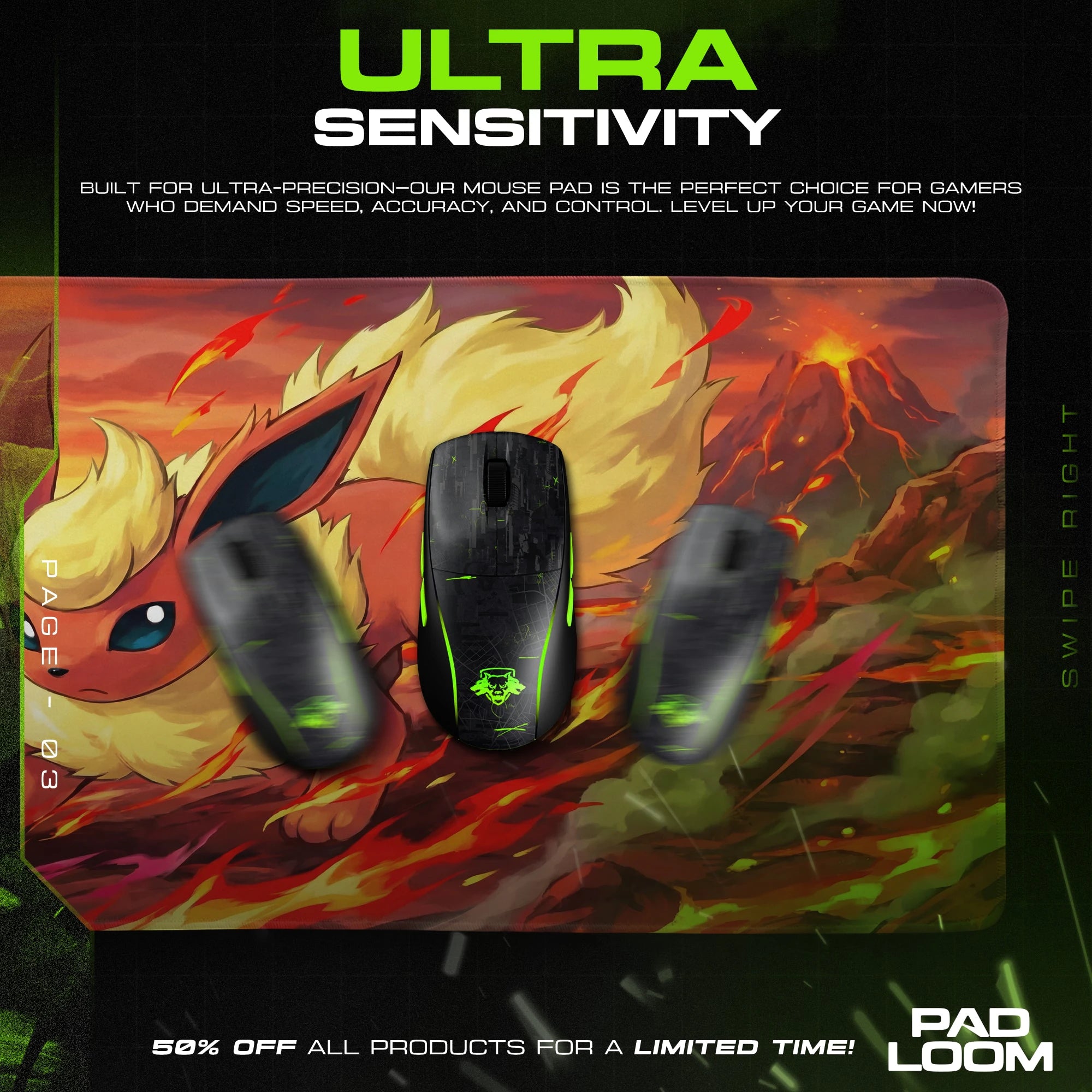 Flareon Molten Charge Mouse Pad - Pokémon Desk Mat