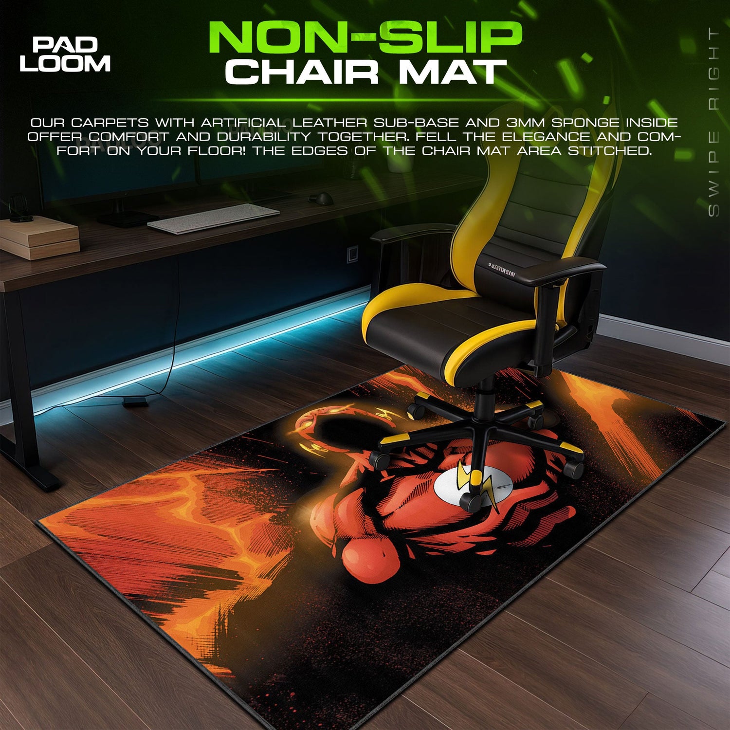 Flash Speed Force Mouse Pad, DC Comics Gamer Desk Mat Padloom