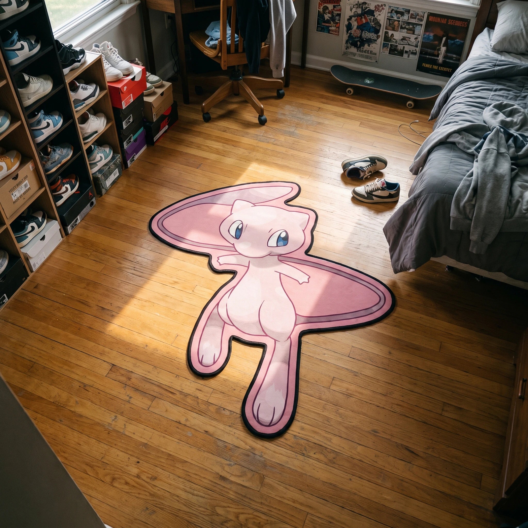 Floating Mew Rug - Shaped Anime Area Rug