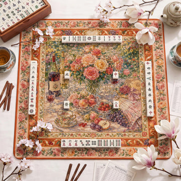 Floral Roses Mahjong Mat - Mah Jongg Table Mat
