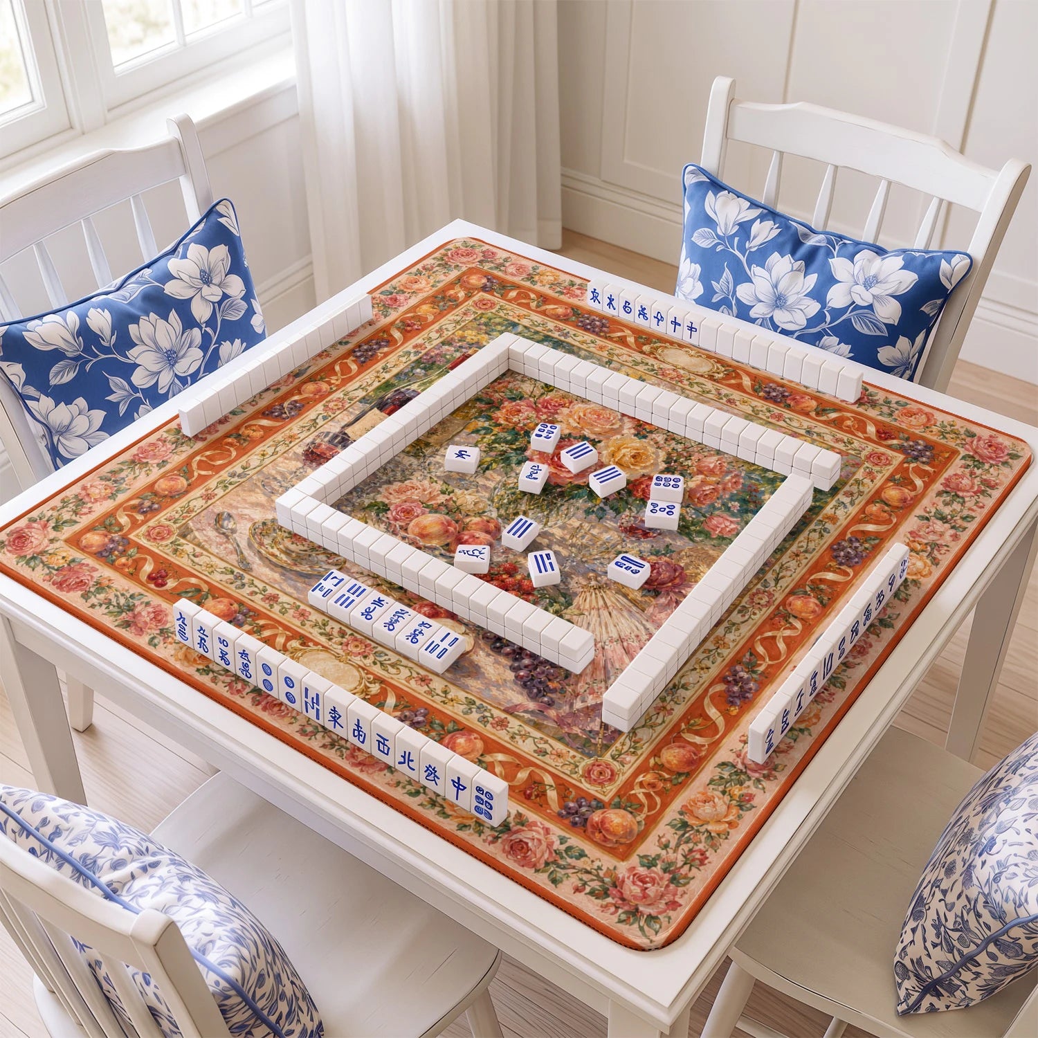 Floral Roses Mahjong Mat - Mah Jongg Table Mat