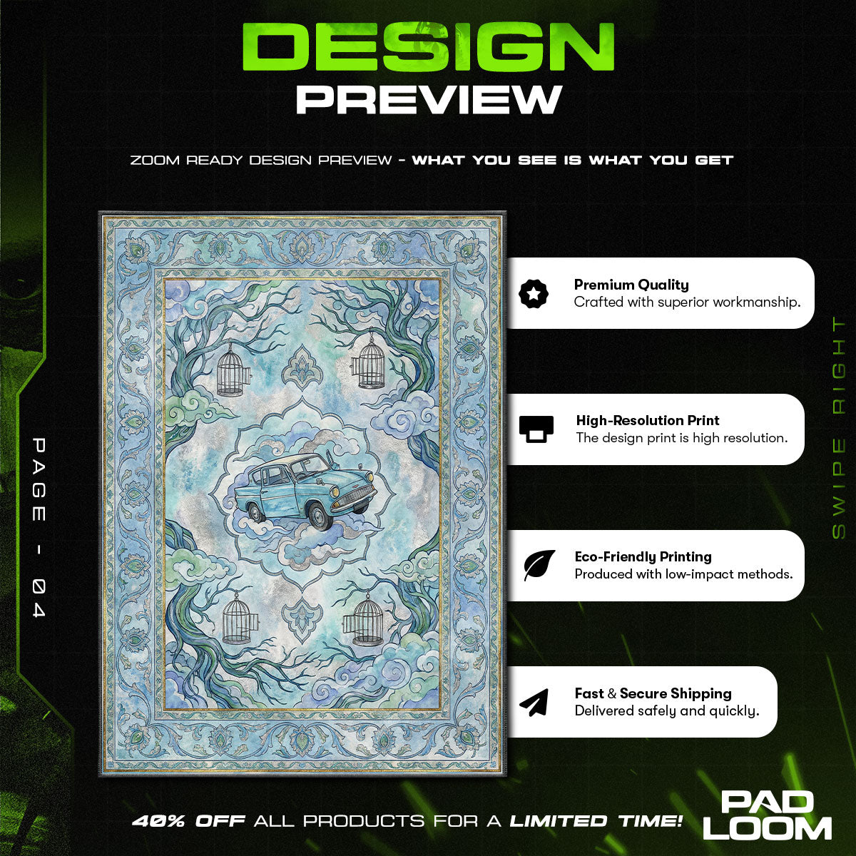 Room character design printed on rug