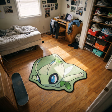 Flying Celebi Rug - Shaped Anime Area Rug