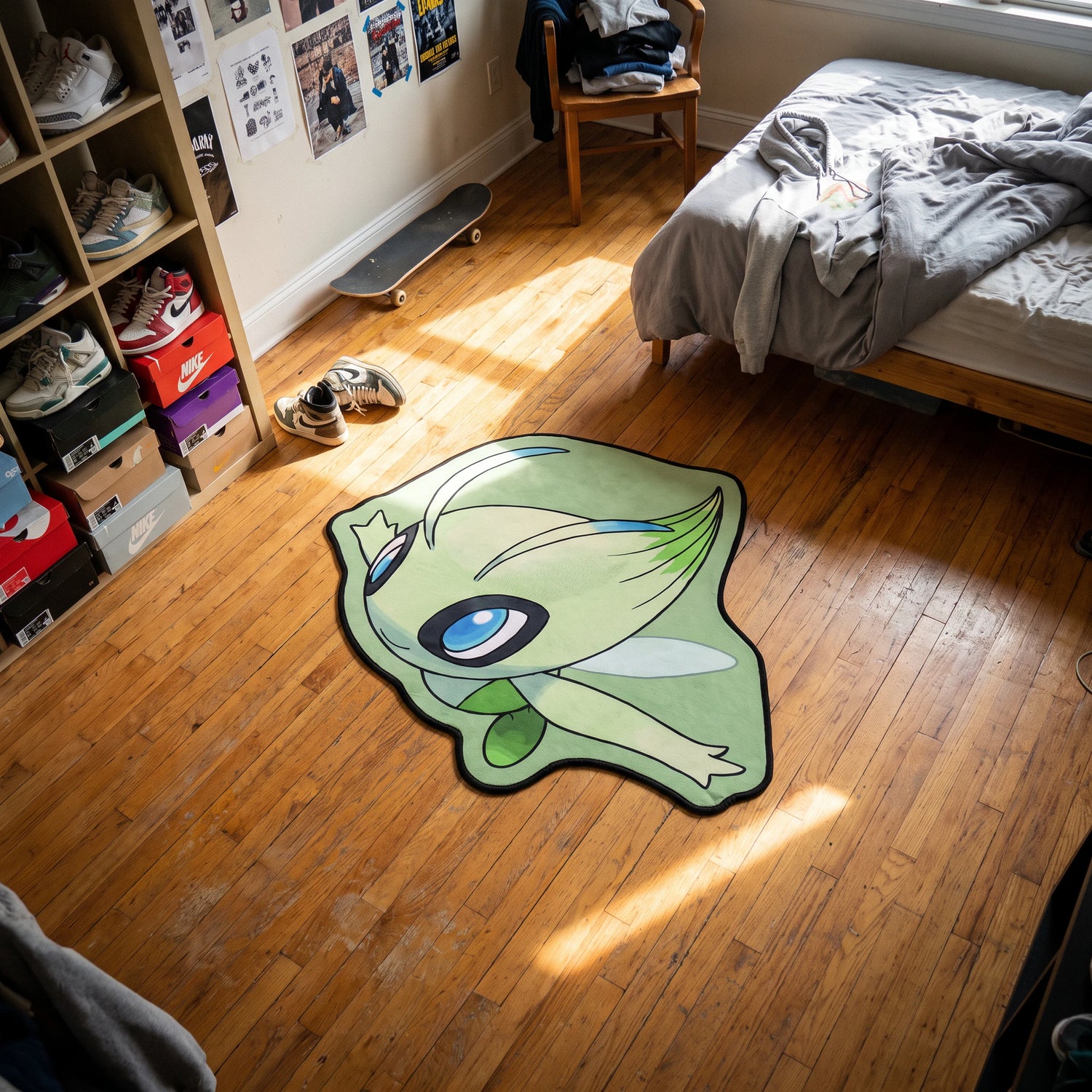 Flying Celebi Rug - Shaped Anime Area Rug