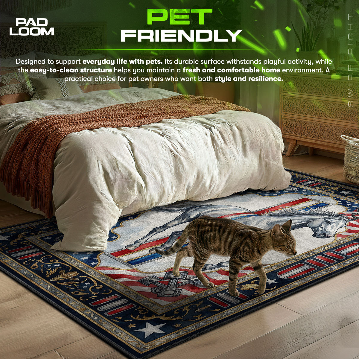 Detailed close-up of Ford rug pattern