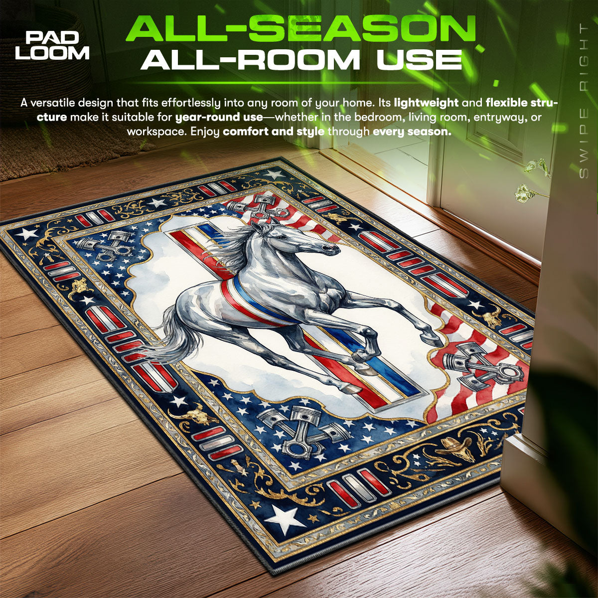 Ford Mustang Logo Muscle Floor fan rug — premium quality print