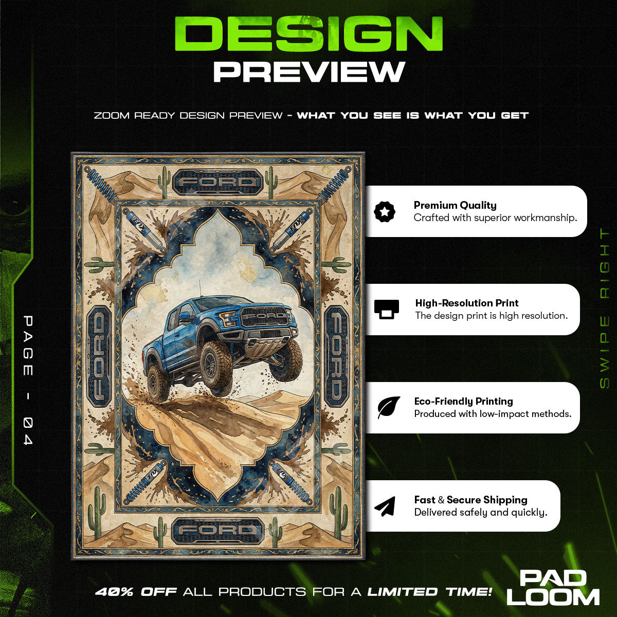 Floor character design printed on rug