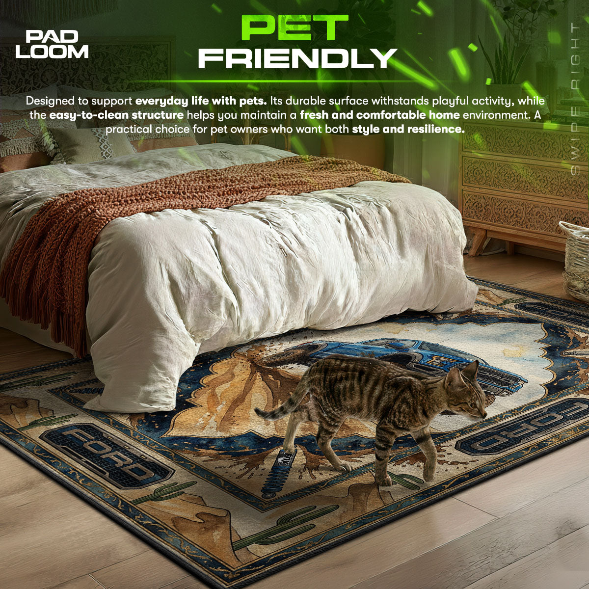 Detailed close-up of Ford rug pattern