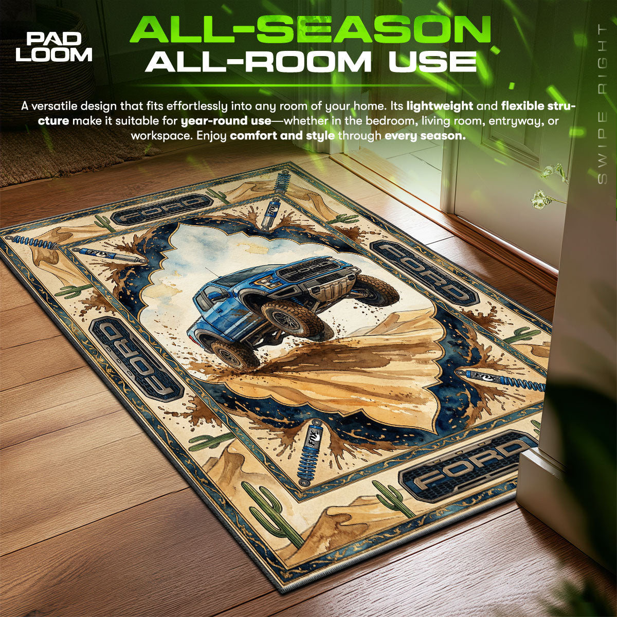 Ford Raptor Desert Streetwear Floor fan rug — premium quality print