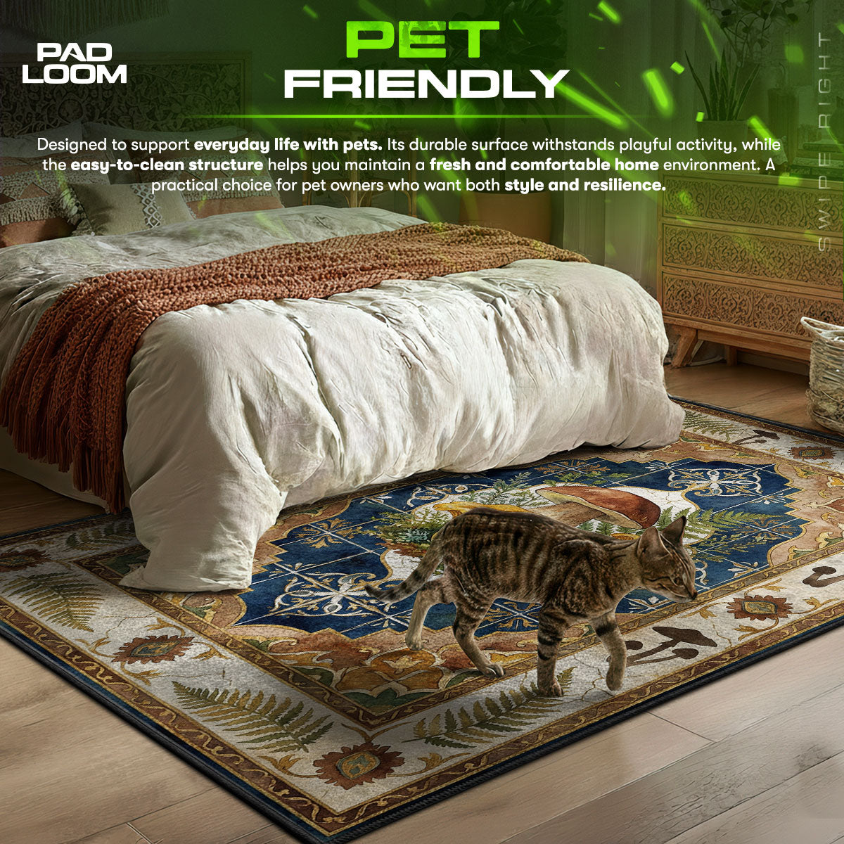 Forest Mushroom themed area rug for home decor fans