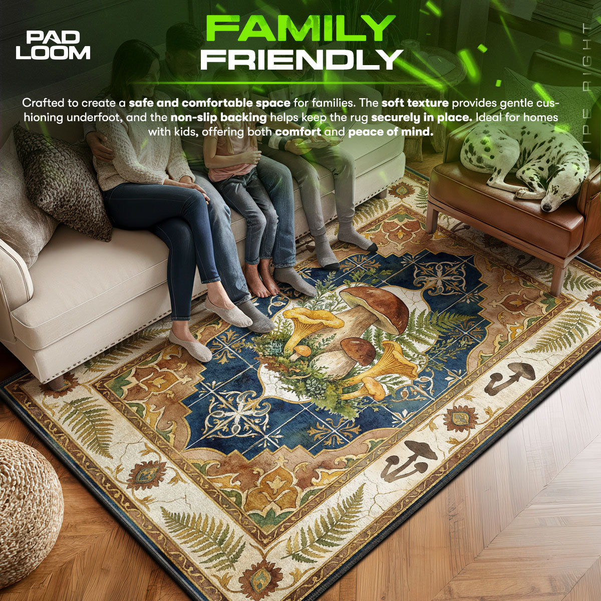 Floor character design printed on rug