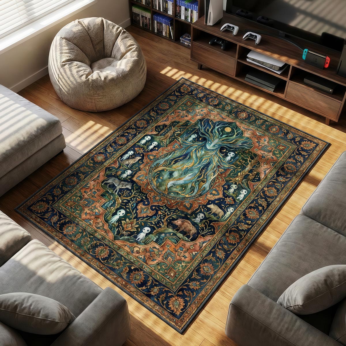 Forest Spirit themed area rug for home decor fans