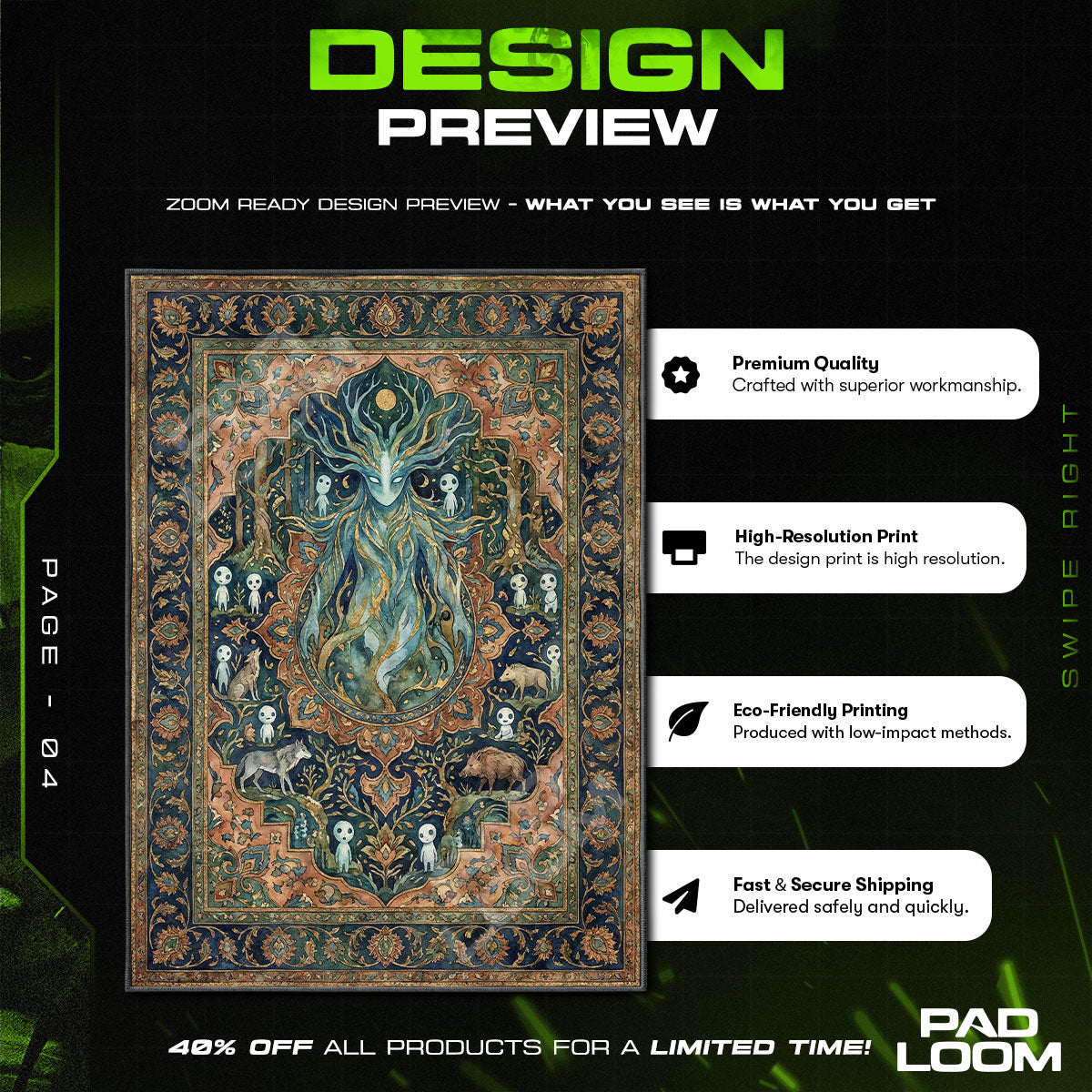 Chair character design printed on rug