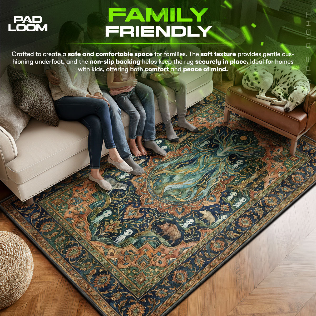 Forest area rug showing full home decor artwork