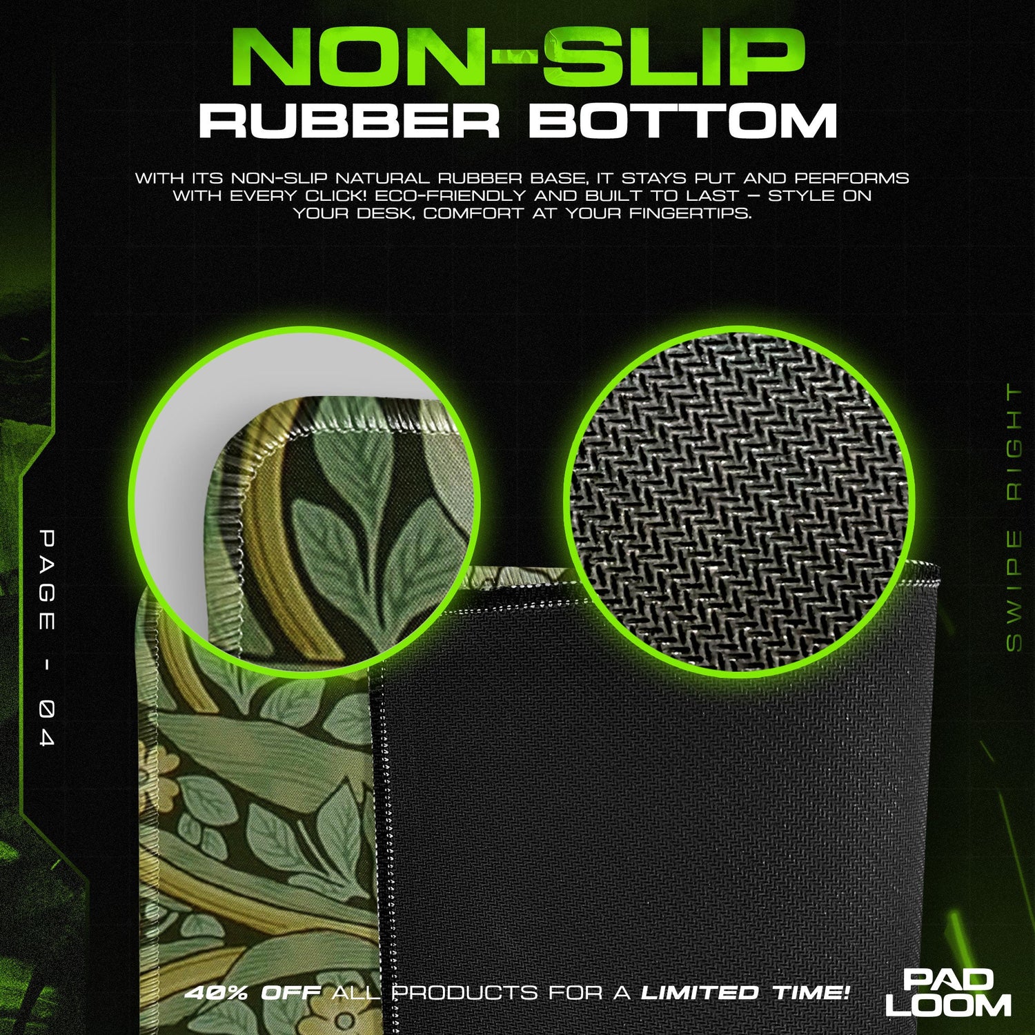 Forest Veil Mouse Pad, Symmetrical Floral Gaming Desk Mat Padloom