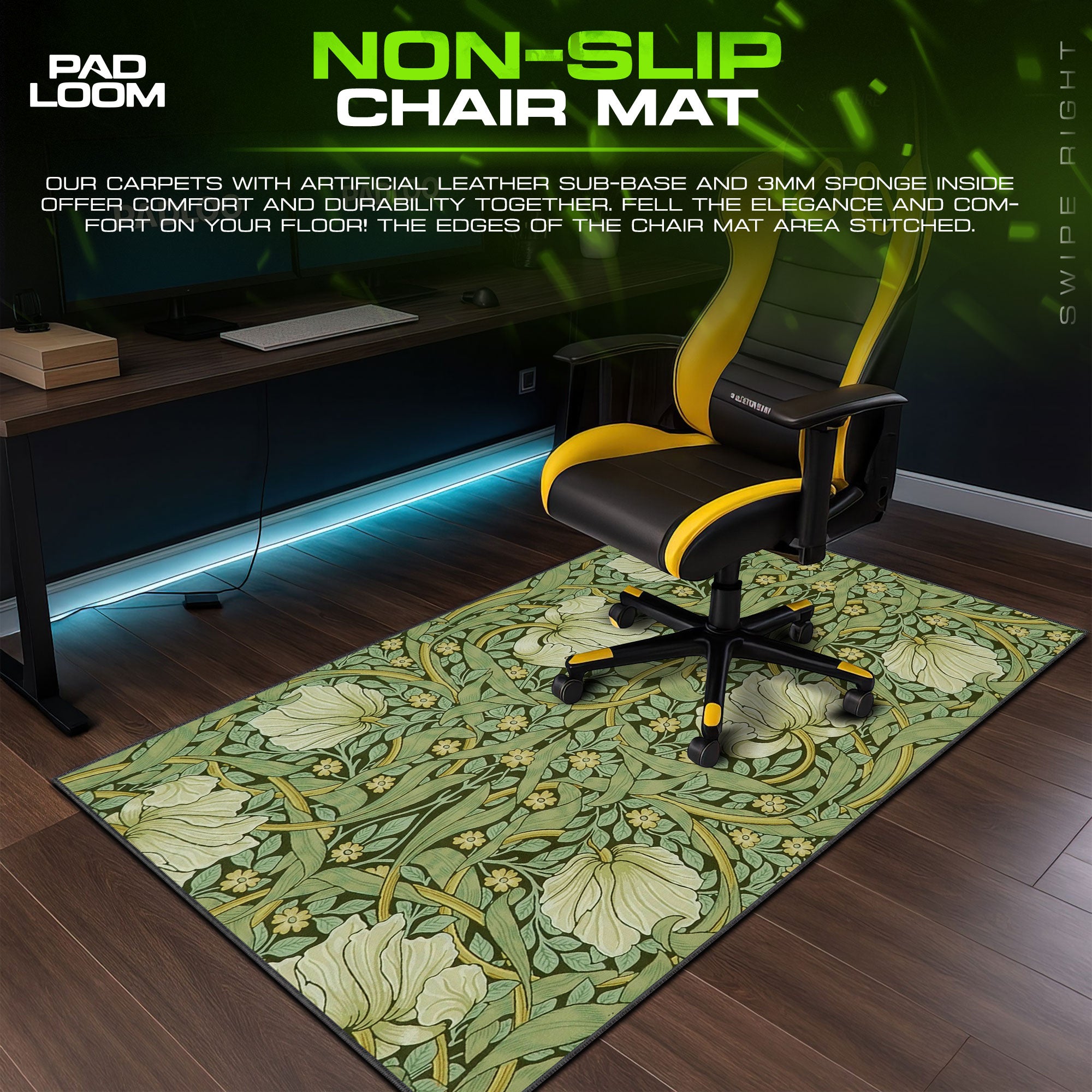 Forest Veil Mouse Pad, Symmetrical Floral Gaming Desk Mat