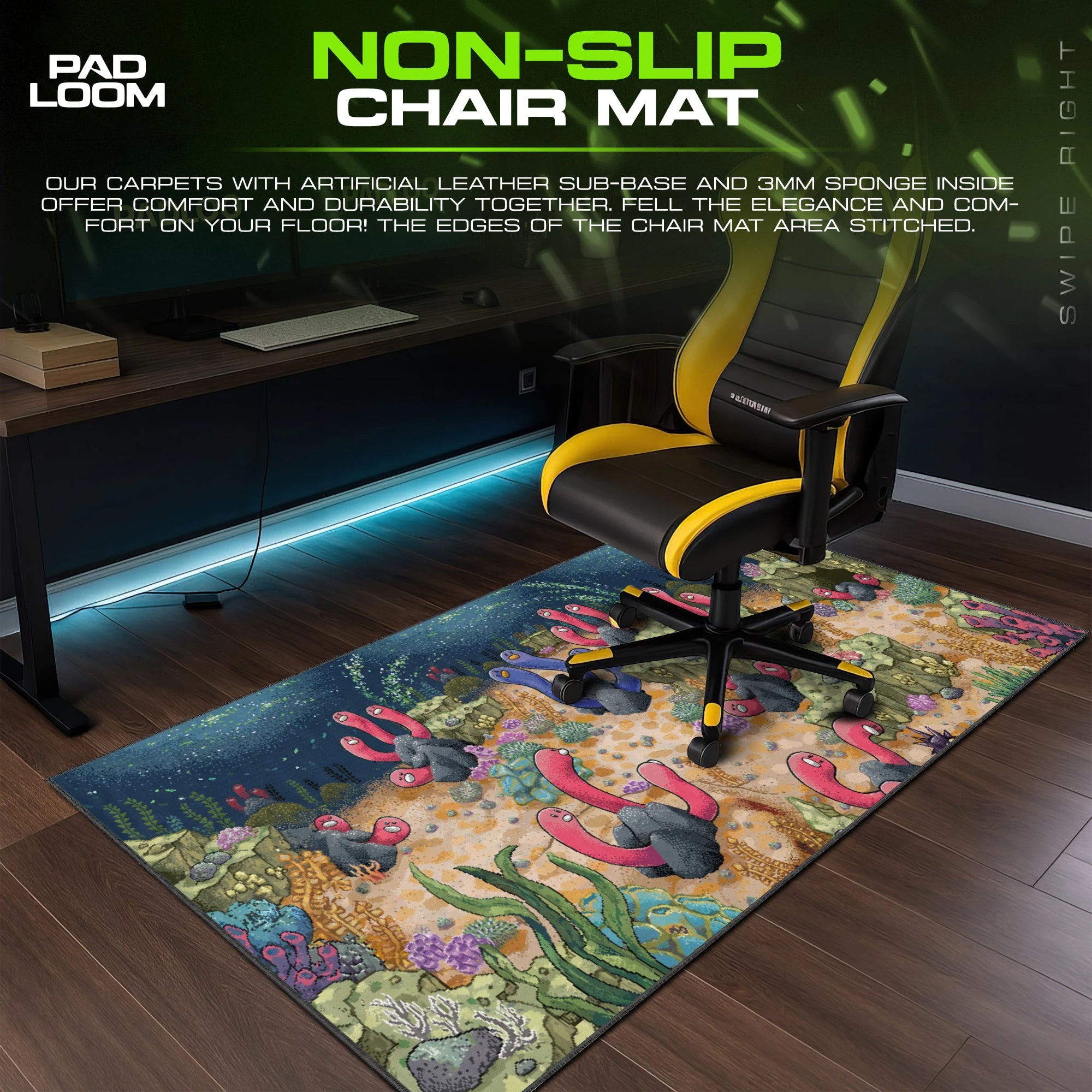 Fossil Tidepool – stitched-edge, non-slip mouse pad detail