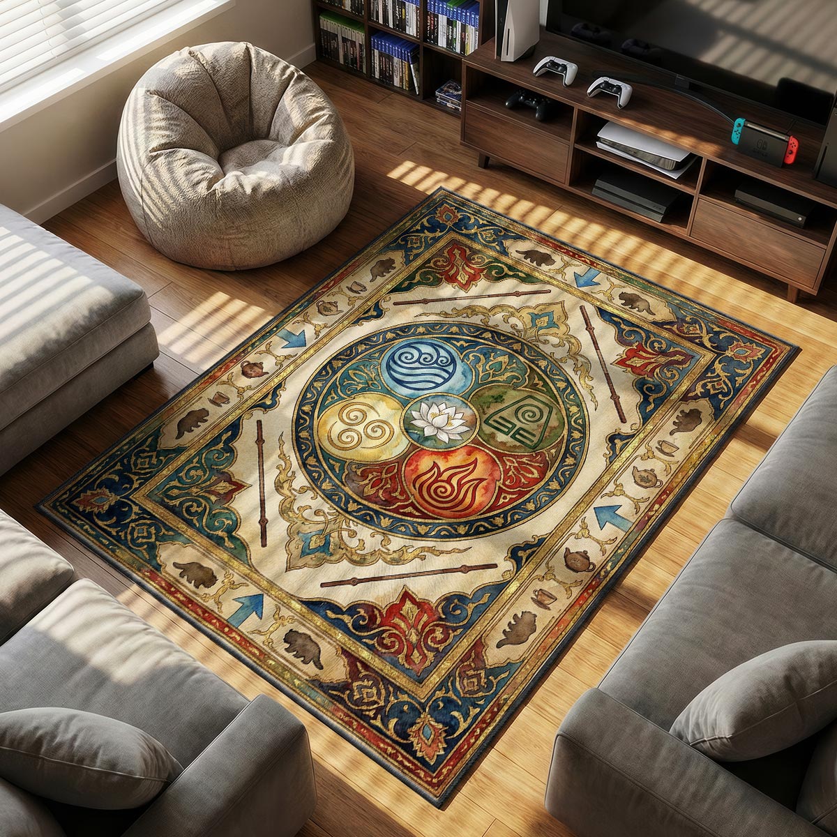 Four Nations themed area rug for home decor fans