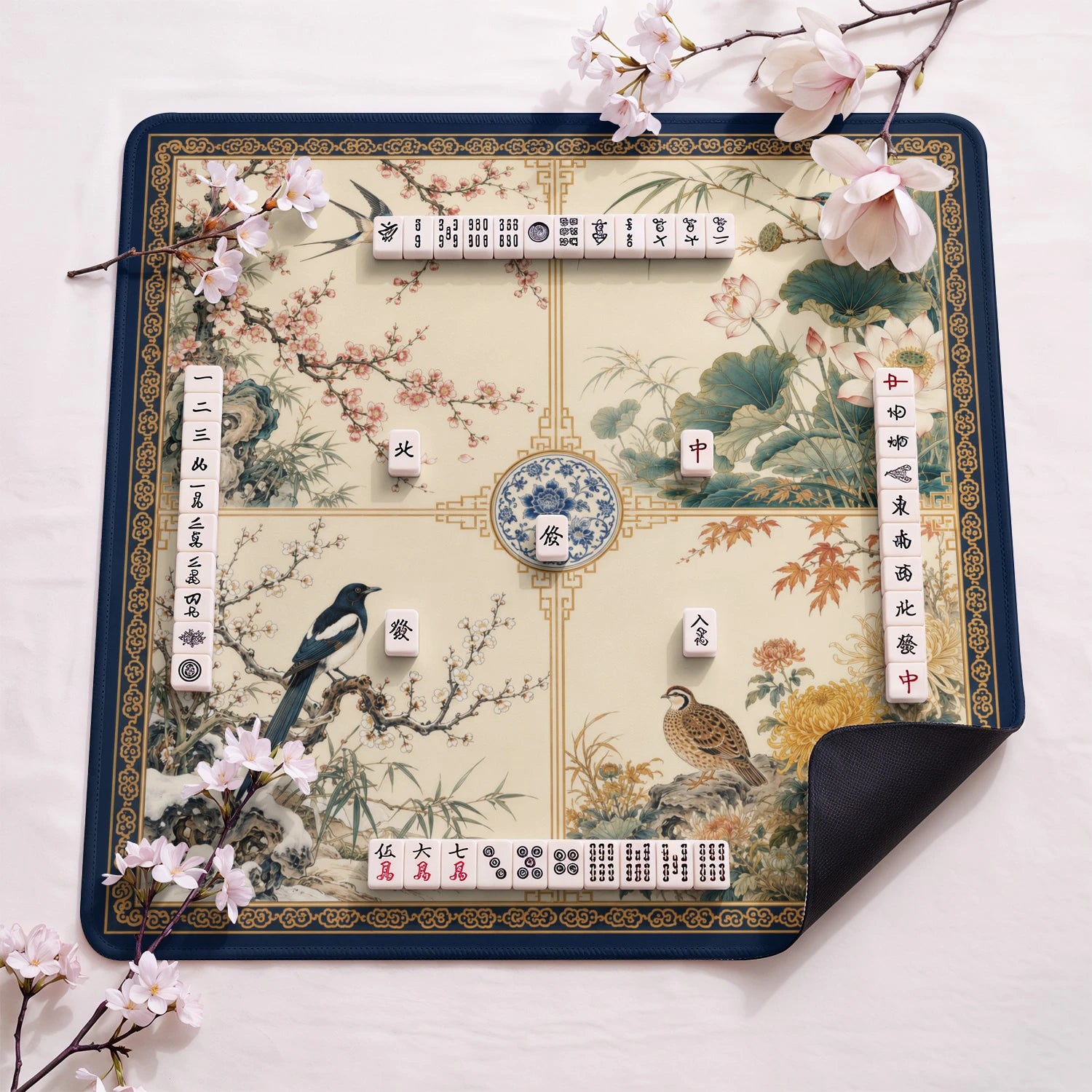Four Seasons Aviary Mahjong Mat - Mah Jongg Mat