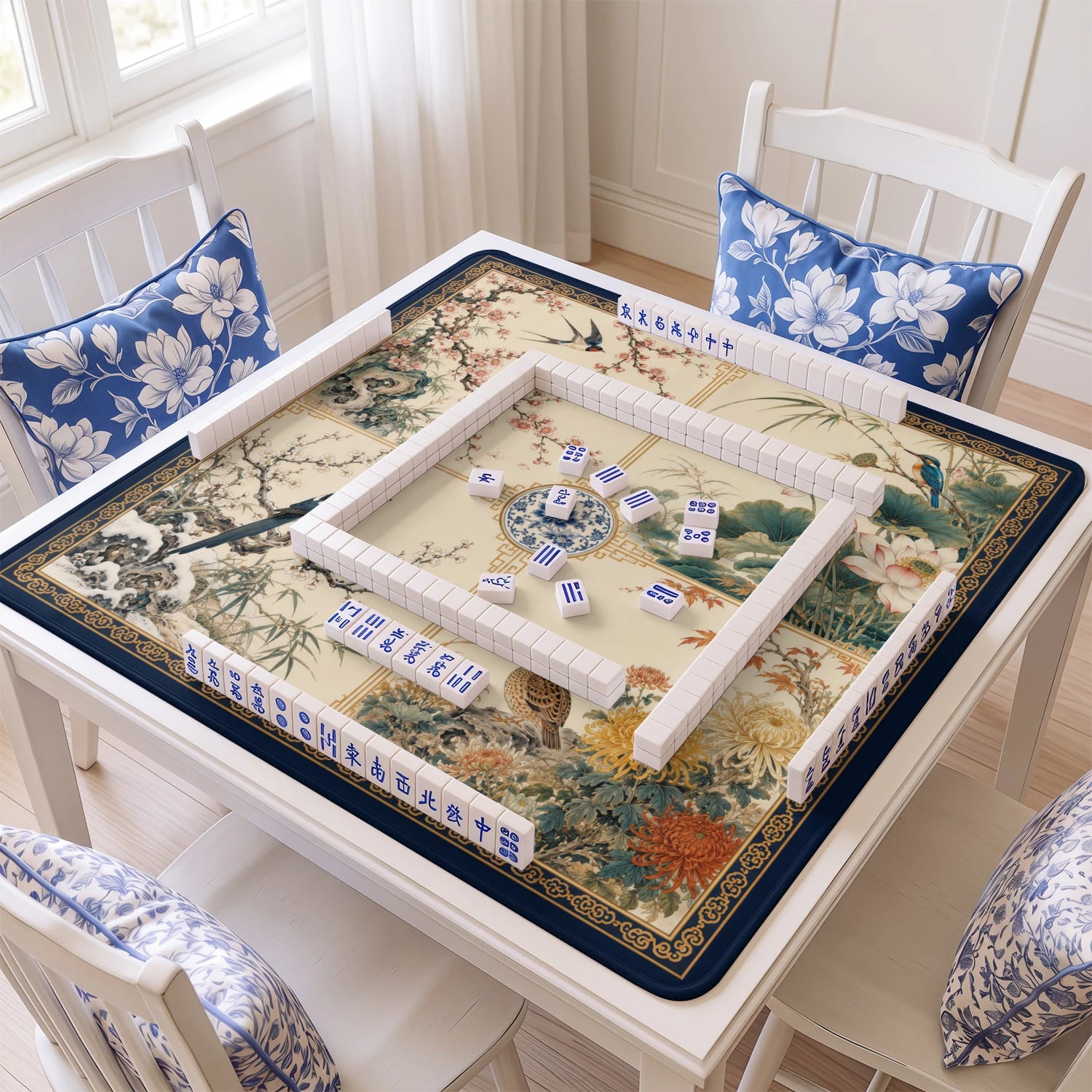 Four Seasons Aviary Mahjong Mat - Mah Jongg Mat