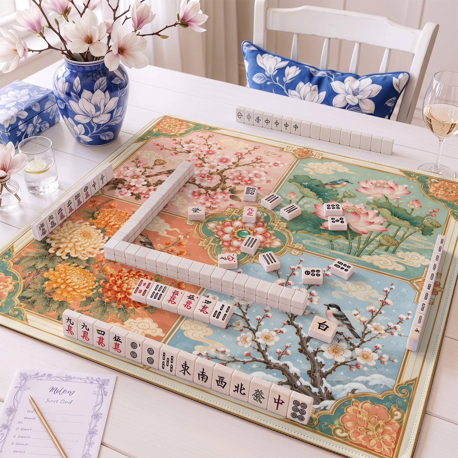 Four Seasons Panel mahjong mat – M (60x60 cm) and L (81x81 cm) sizes