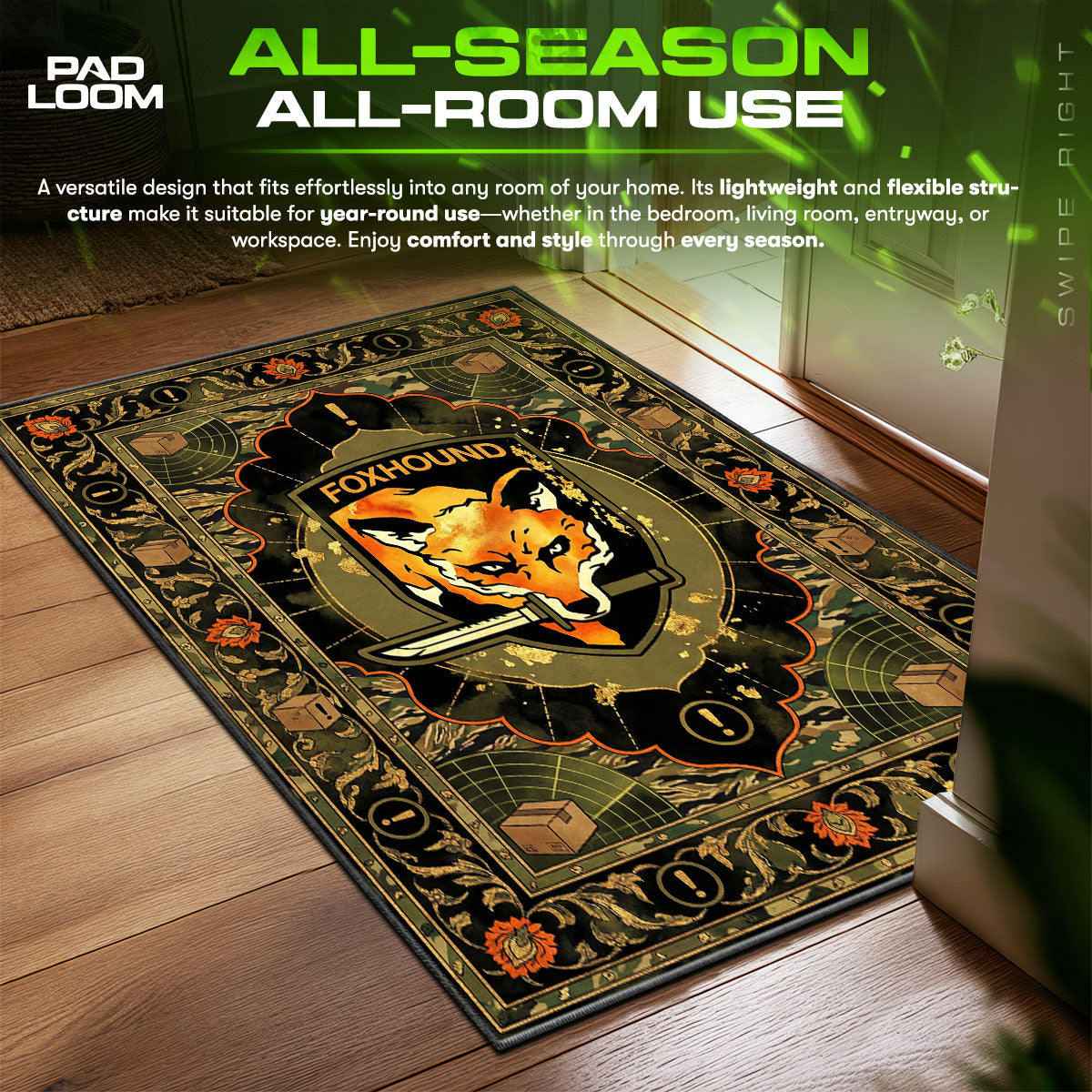 Foxhound Stealth Logo Metal Gear Solid Room fan rug — premium quality print