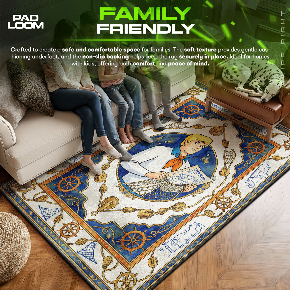 Area character design printed on rug