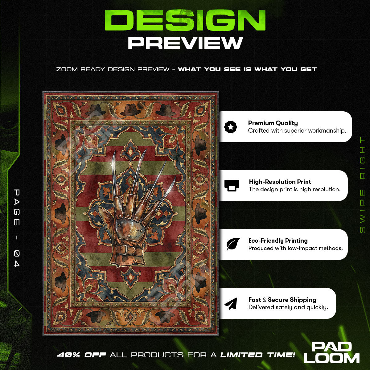 Room character design printed on rug