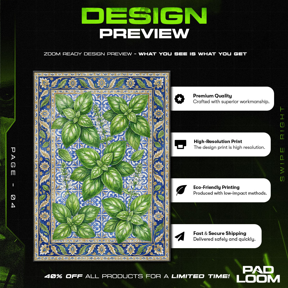 Fresh Basil Herb Garden Kitchen Floor rug — main product view