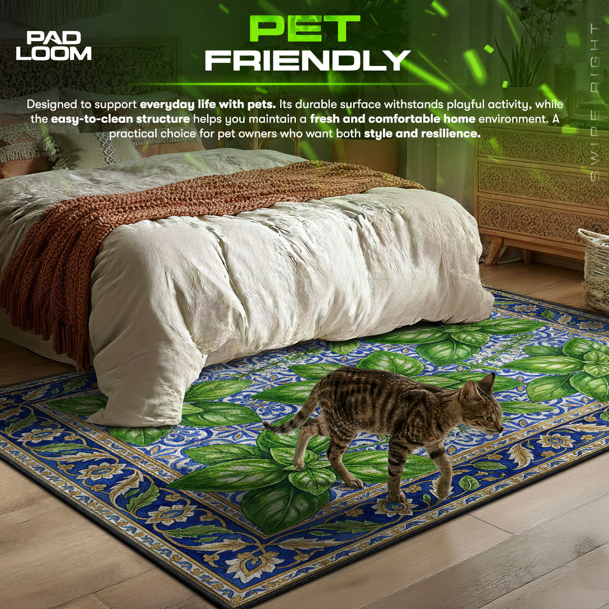 Fresh Basil themed area rug for home decor fans