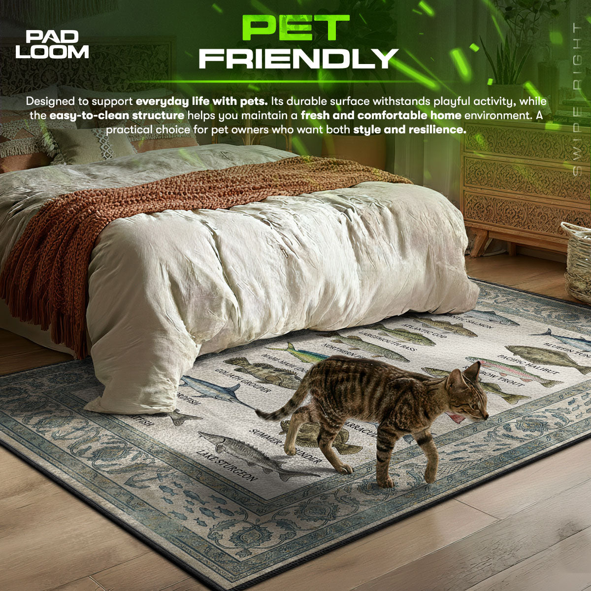 Freshwater & themed area rug for home decor fans