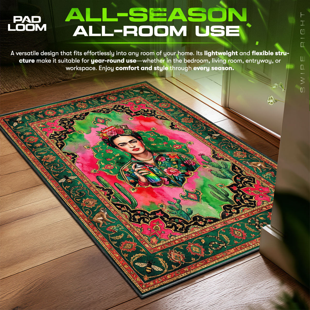 Frida Kahlo Supreme Gucci Hype fan rug — premium quality print