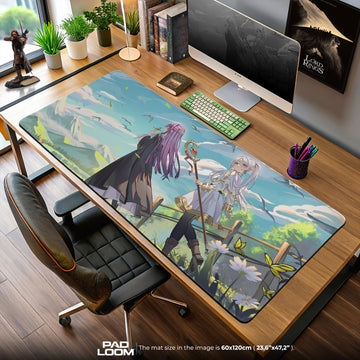 Frieren & Fern Journey Scene Mouse Pad, Anime Gaming Desk Mat Padloom