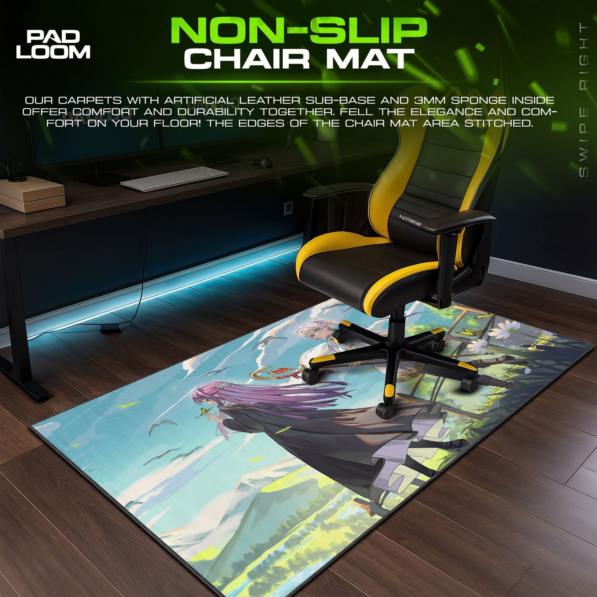 Frieren & Fern Journey Scene Mouse Pad, Anime Gaming Desk Mat Padloom