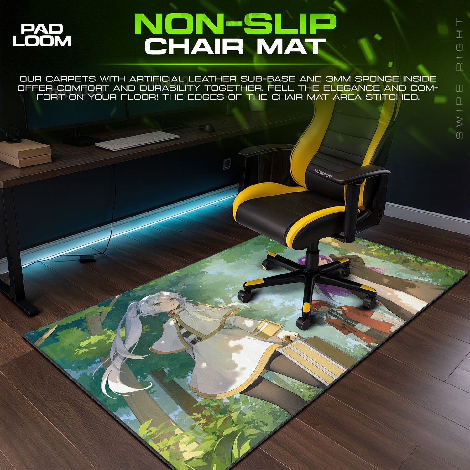 Frieren Forest Journey Mouse Pad, Anime Gaming Desk Mat Padloom