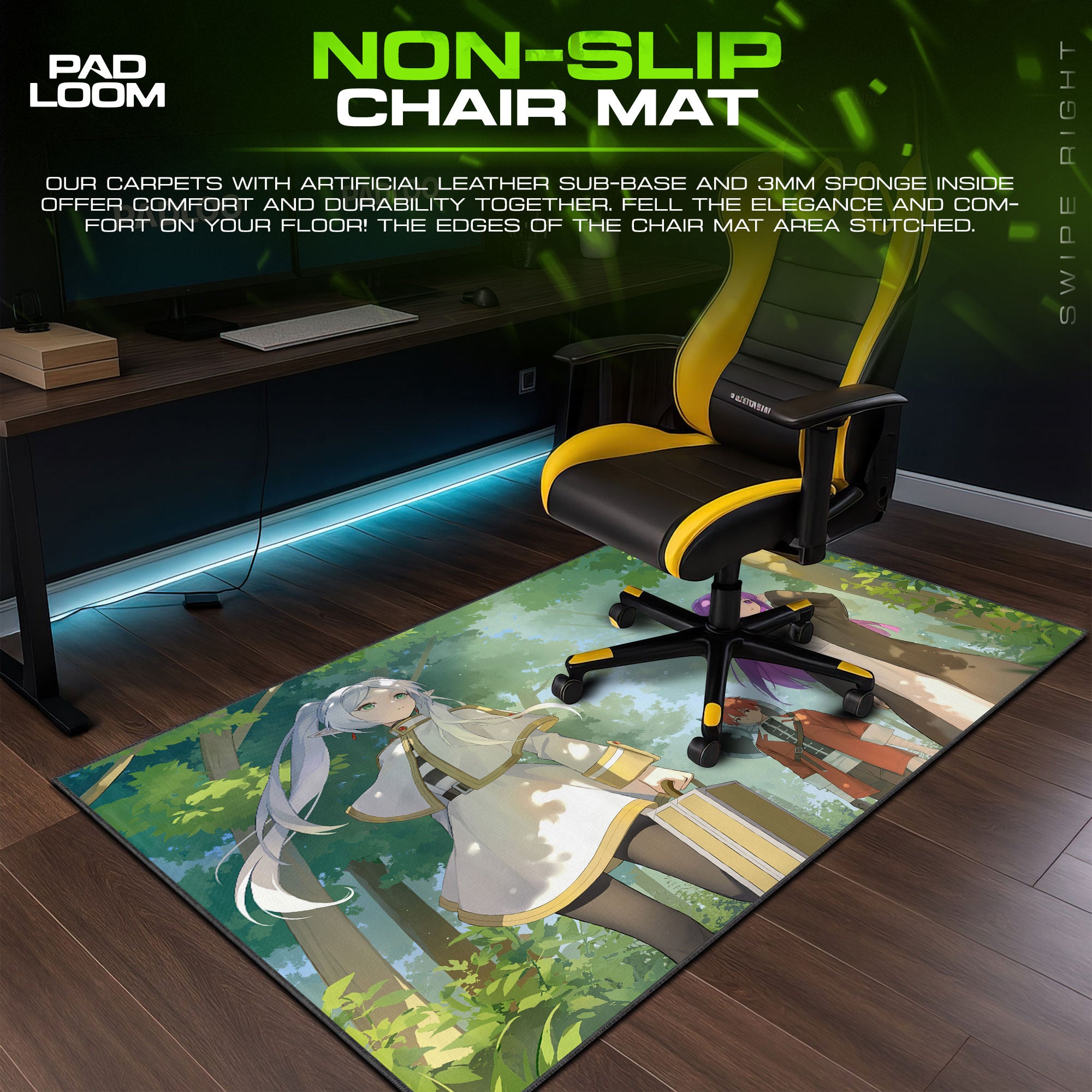 Frieren Forest Journey Mouse Pad, Anime Gaming Desk Mat